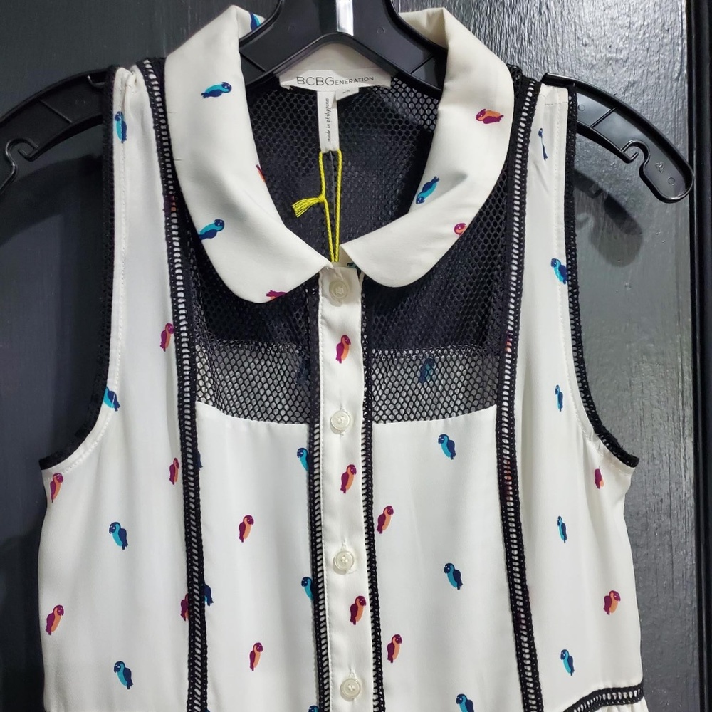 NWT - White Parrot Patterned Summer Dress - Size XS